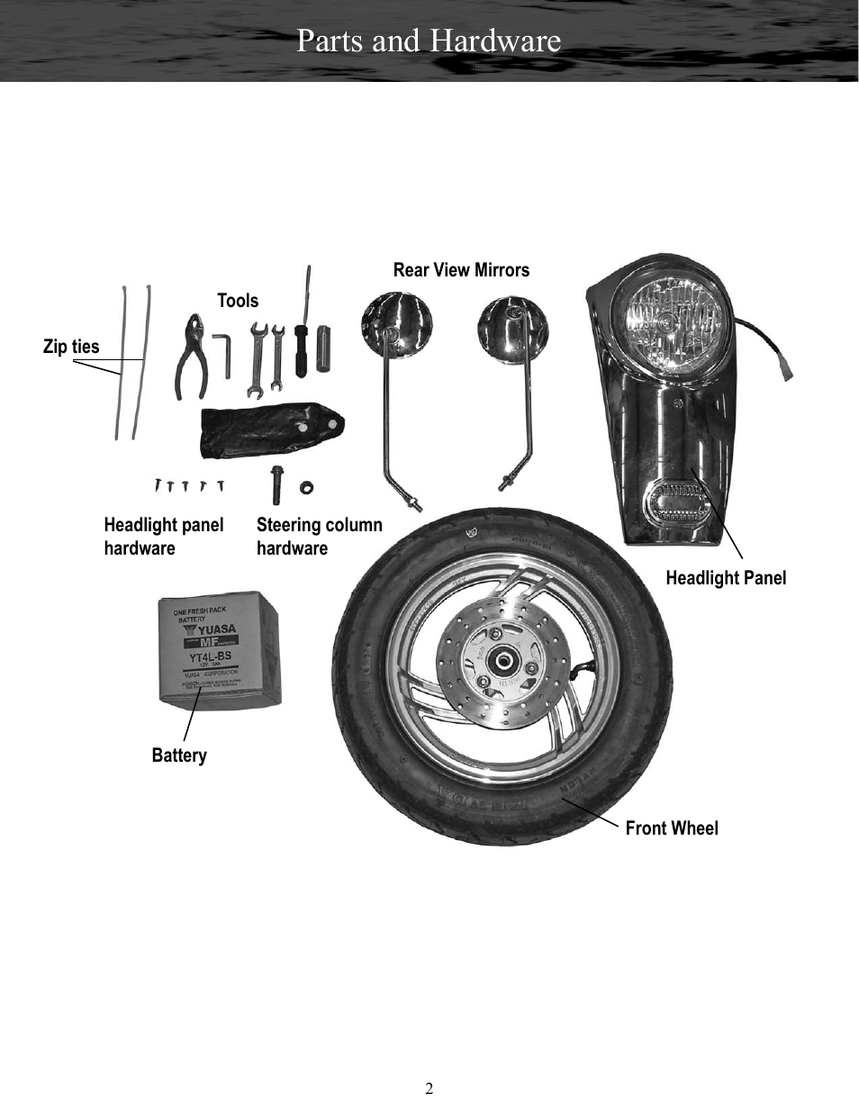 Parts and hardware | Baja Motorsports RT50-R Assembly Guide User Manual | Page 2 / 10