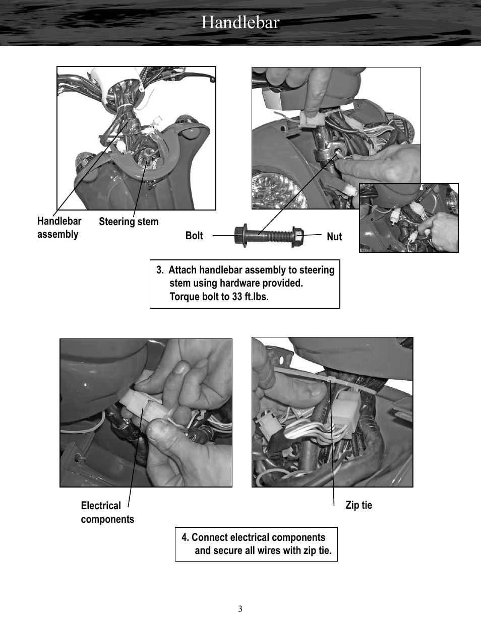 Handlebar | Baja Motorsports RT50-R Assembly Guide User Manual | Page 3 / 10