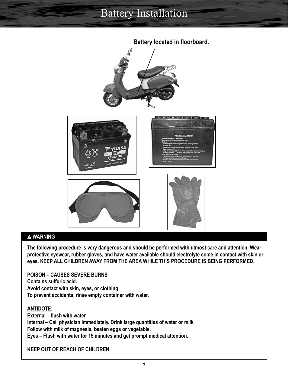 Battery installation | Baja Motorsports RT50-R Assembly Guide User Manual | Page 7 / 10