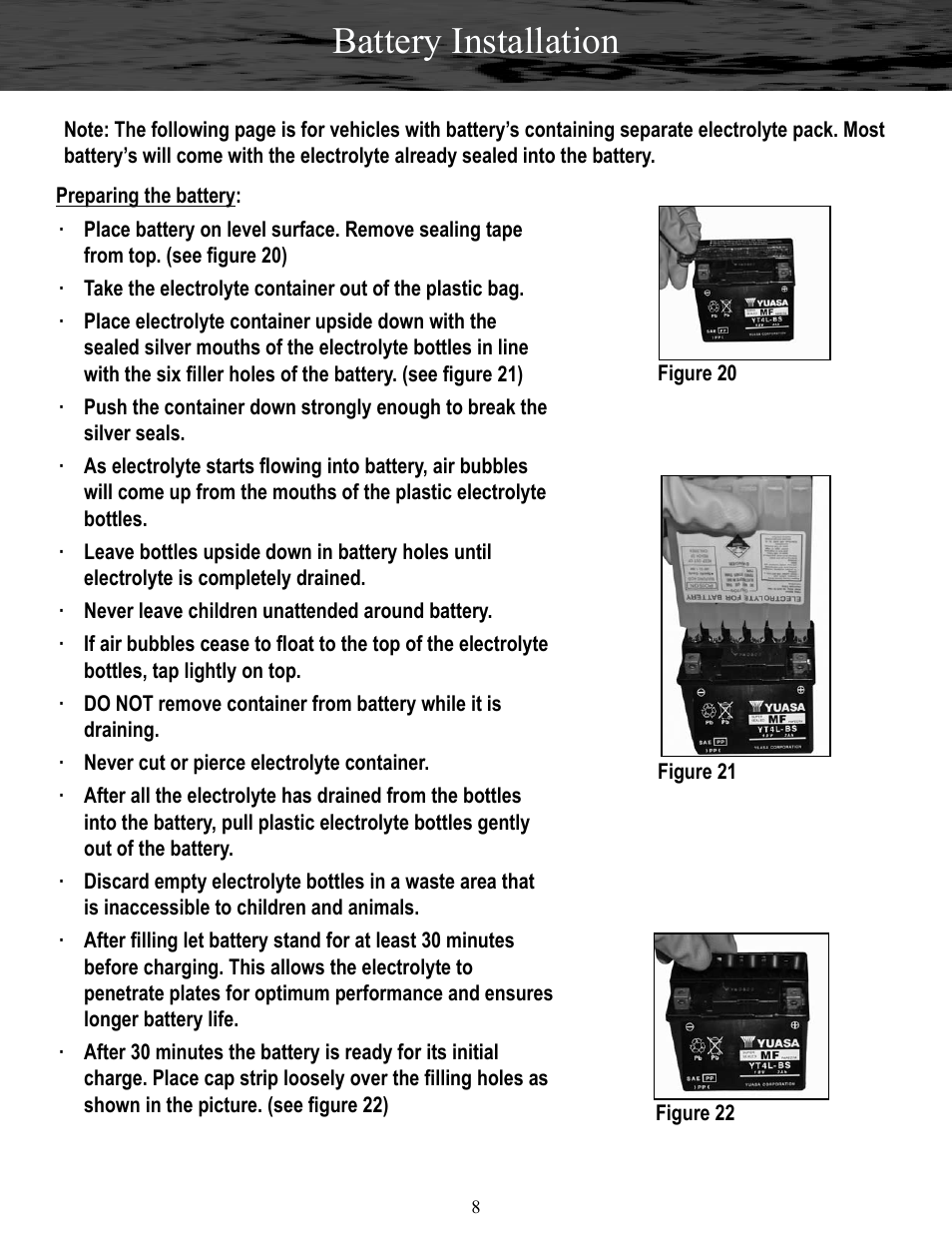 Battery installation | Baja Motorsports RT50-R Assembly Guide User Manual | Page 8 / 10