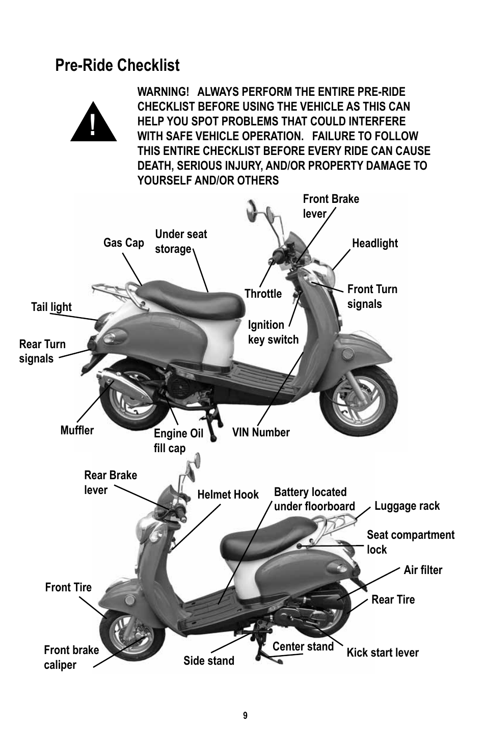 Pre-ride checklist | Baja Motorsports RT50-R Operator's Manual User Manual | Page 12 / 45