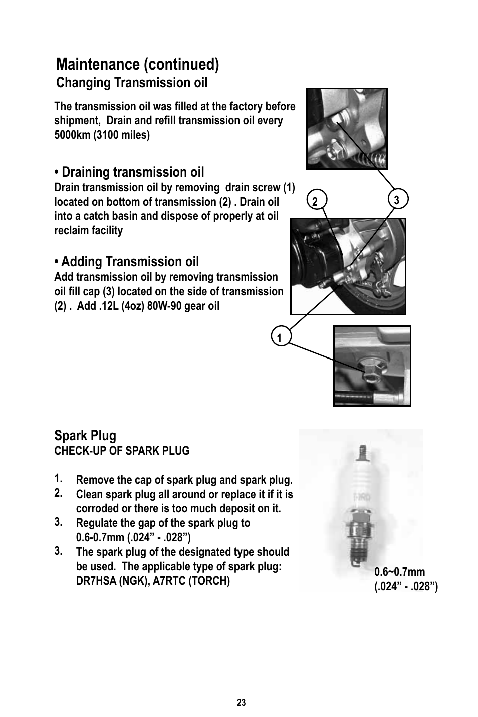 Maintenance (continued) | Baja Motorsports RT50-R Operator's Manual User Manual | Page 26 / 45