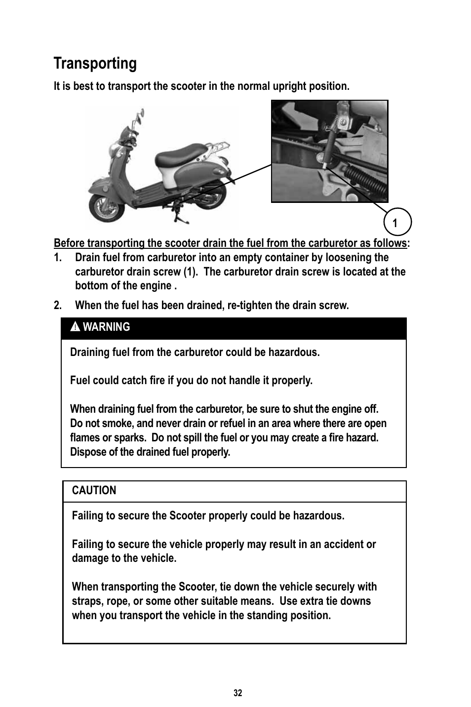 Transporting | Baja Motorsports RT50-R Operator's Manual User Manual | Page 35 / 45