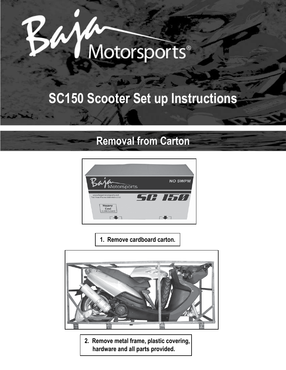 Baja Motorsports SC150 Assembly Guide User Manual | 11 pages