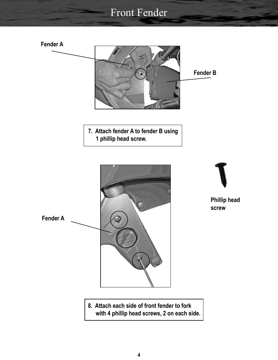 Front fender | Baja Motorsports SC150 Assembly Guide User Manual | Page 4 / 11
