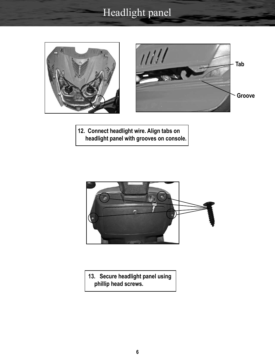 Headlight panel | Baja Motorsports SC150 Assembly Guide User Manual | Page 6 / 11