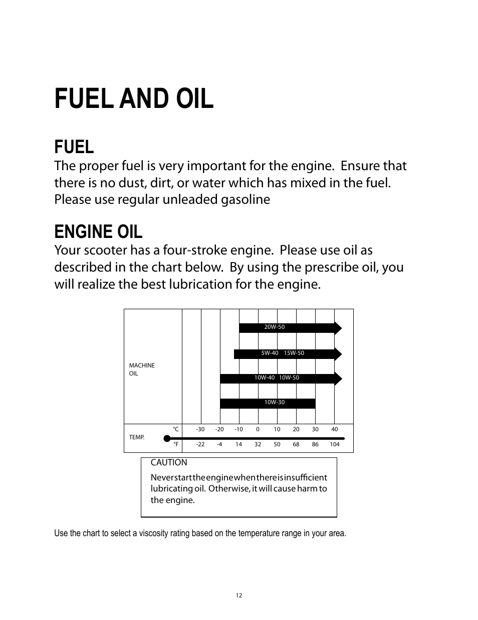 Fuel and oil, Fuel, Engine oil | Baja Motorsports SC50P User Manual | Page 15 / 42