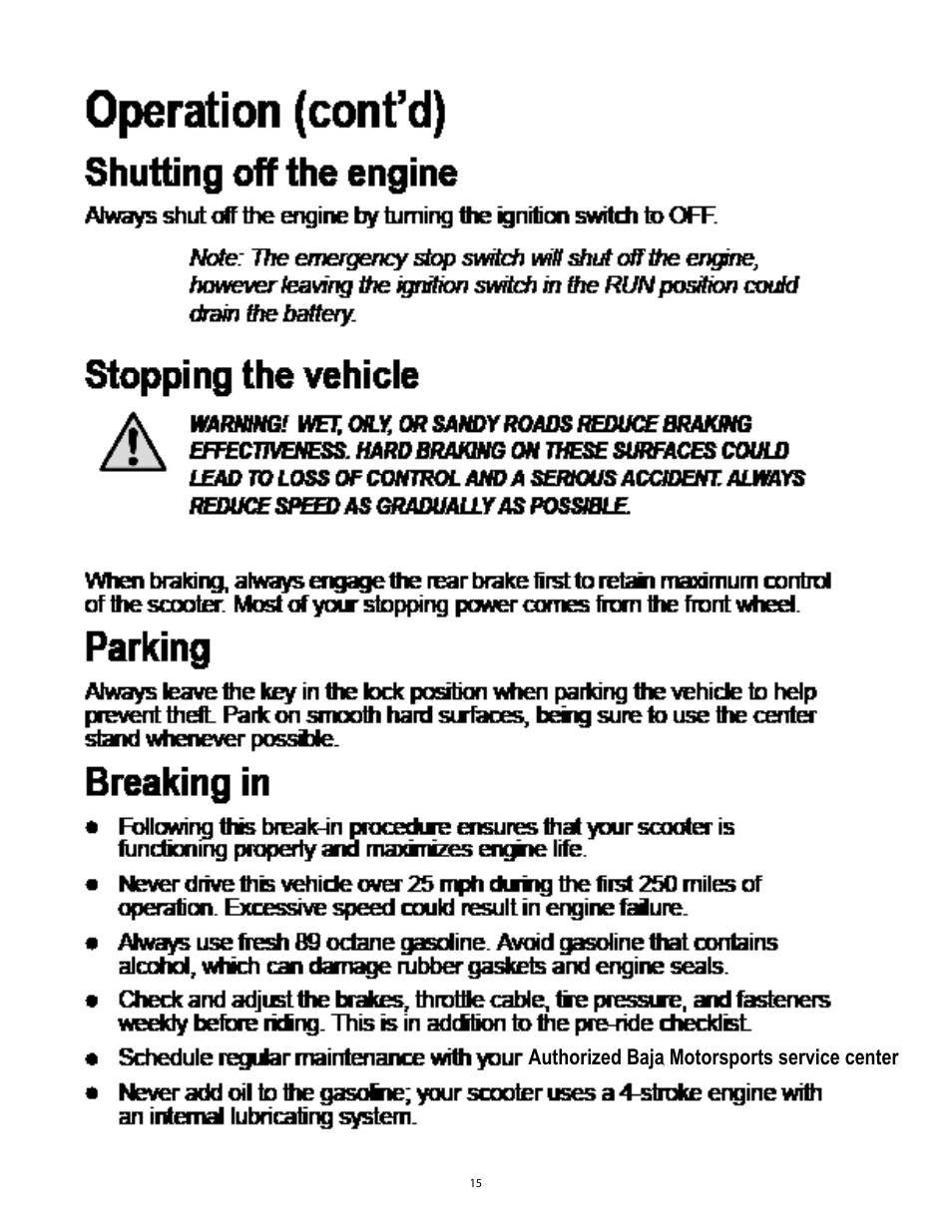 Authorized baja motorsports service center | Baja Motorsports SC50P User Manual | Page 18 / 42