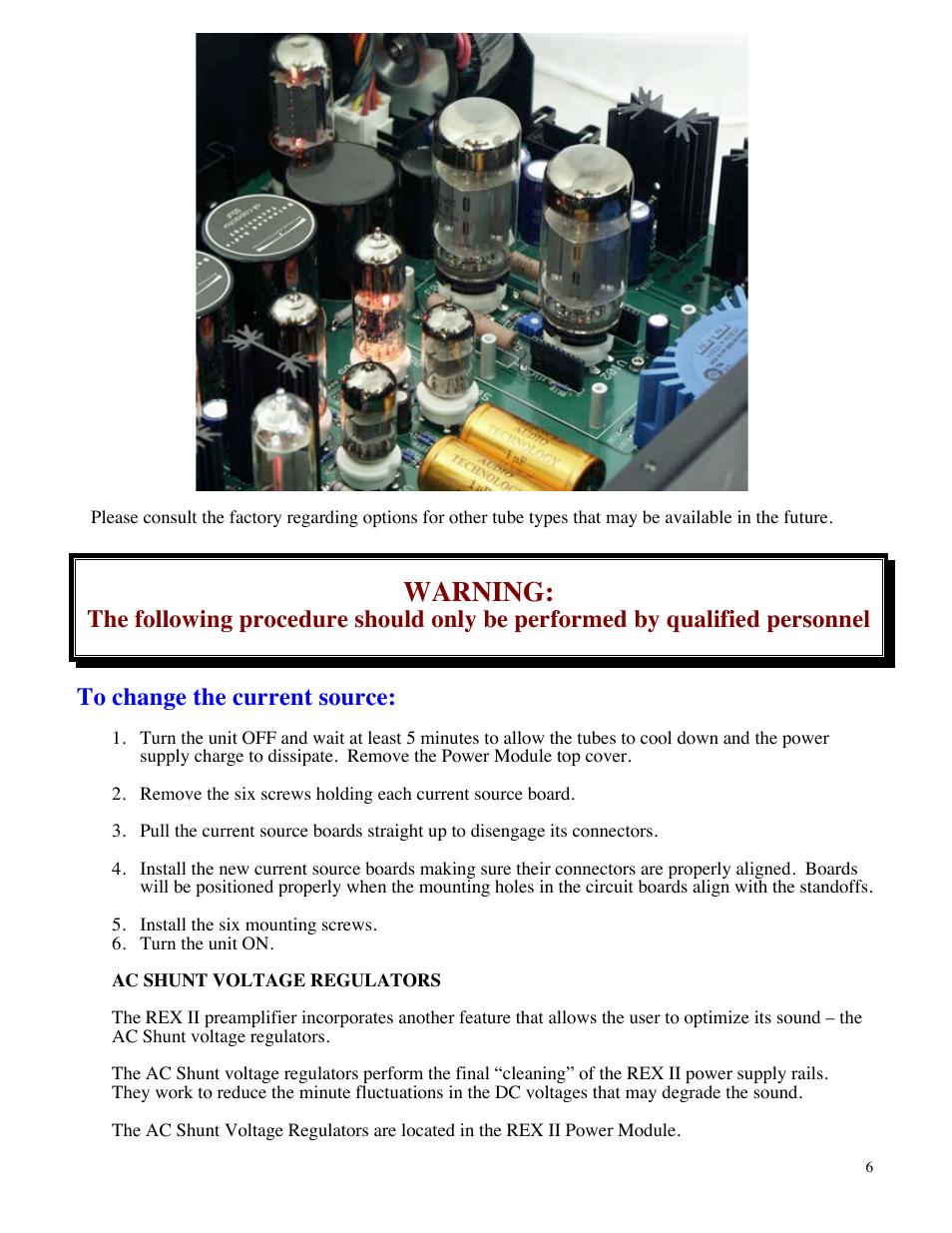 Warning | Balanced Audio REX II Preamplifier User Manual | Page 6 / 25