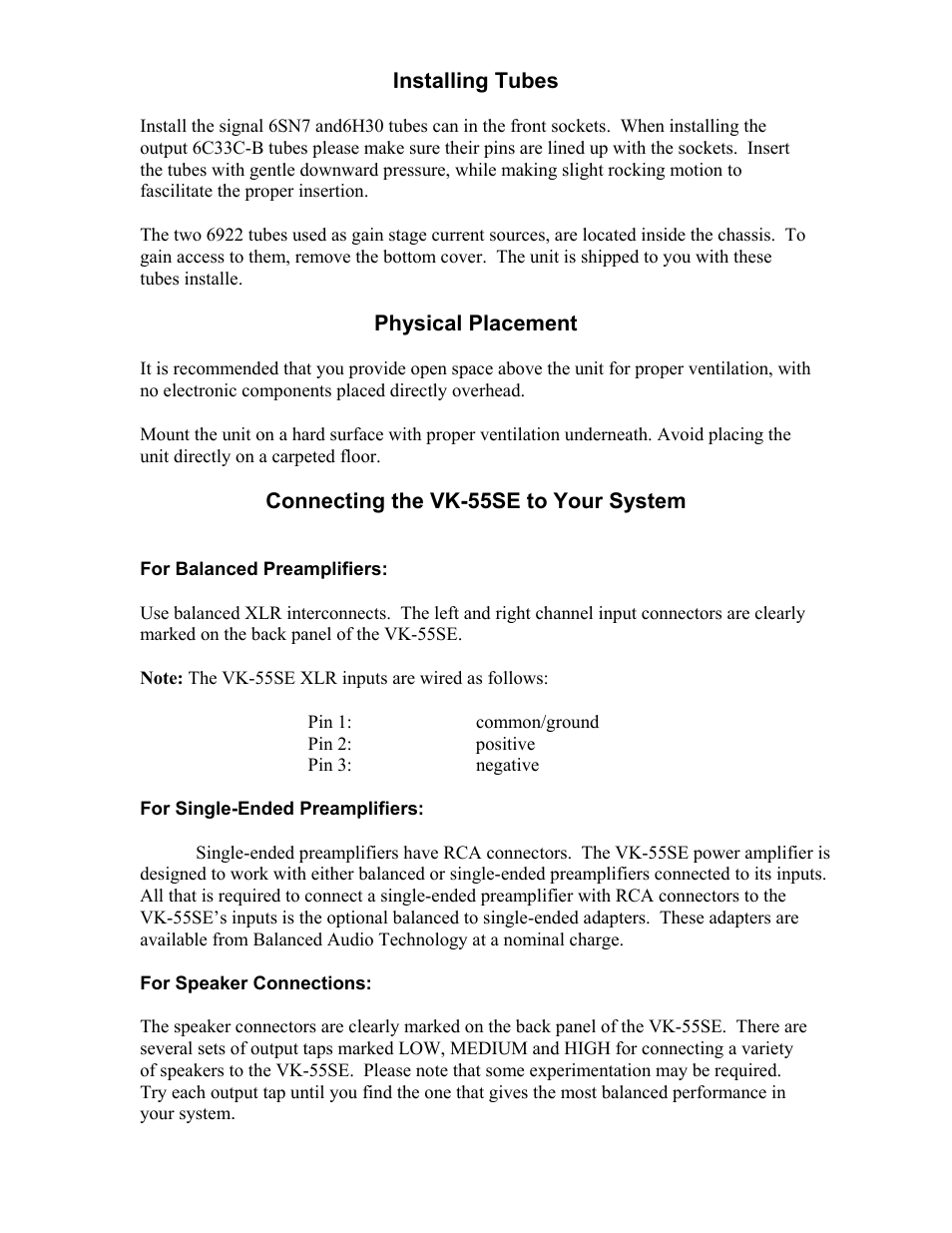 Balanced Audio VK-55SE User Manual | Page 4 / 8