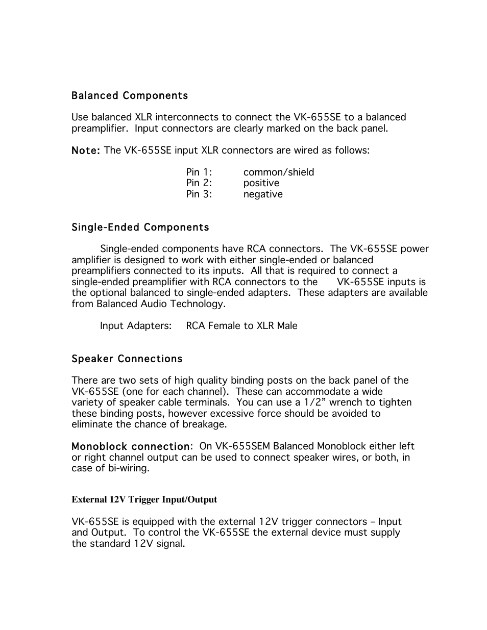 Balanced Audio VK-655SE User Manual | Page 7 / 12