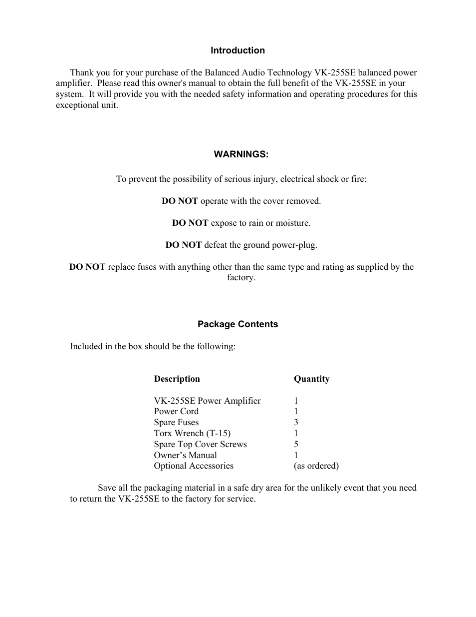 Balanced Audio VK-255SE User Manual | Page 3 / 8