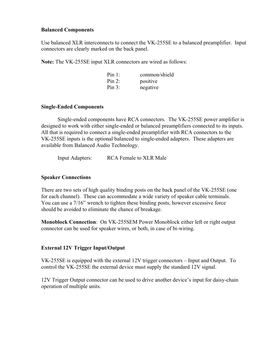 Balanced Audio VK-255SE User Manual | Page 5 / 8