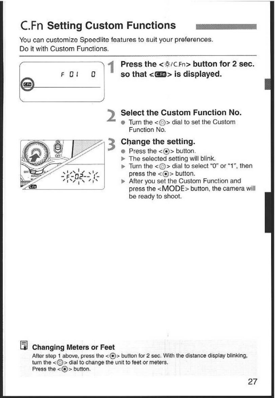C.fn, Select the custom function no | Canon 580EX User Manual | Page 29 / 58
