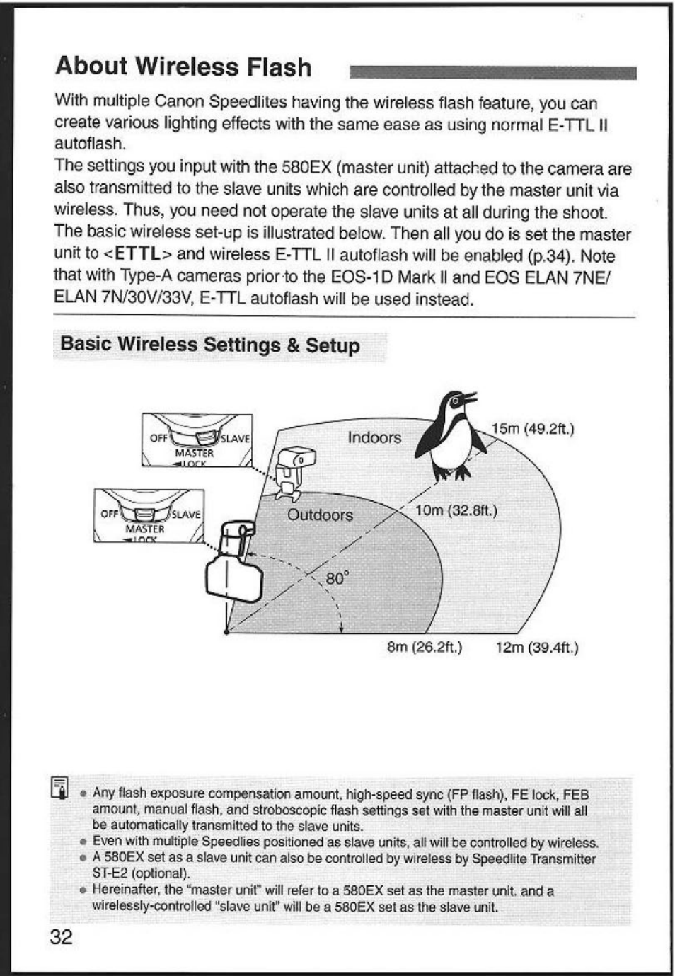 About wireless flash, Ettl, Basic wireless settings & setup | Canon 580EX User Manual | Page 34 / 58