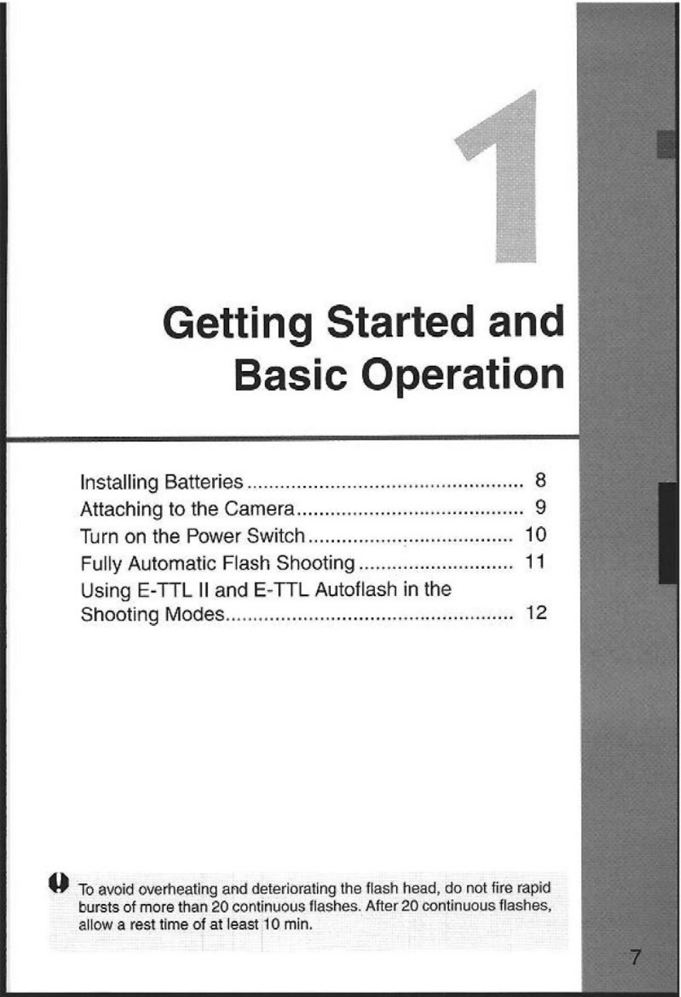 Getting started and basic operation | Canon 580EX User Manual | Page 9 / 58