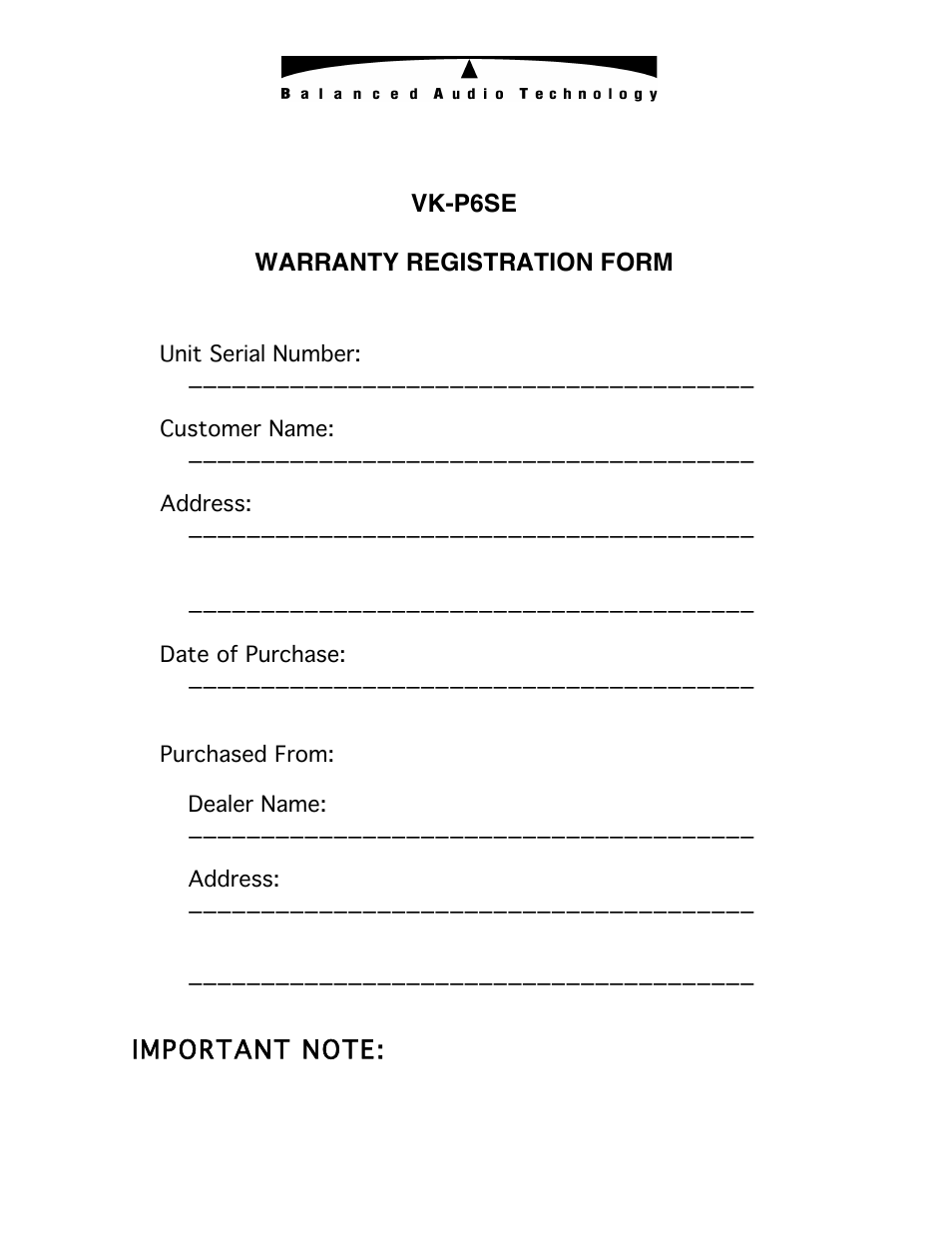 Balanced Audio VK-P6SE Phonostage User Manual | 13 pages