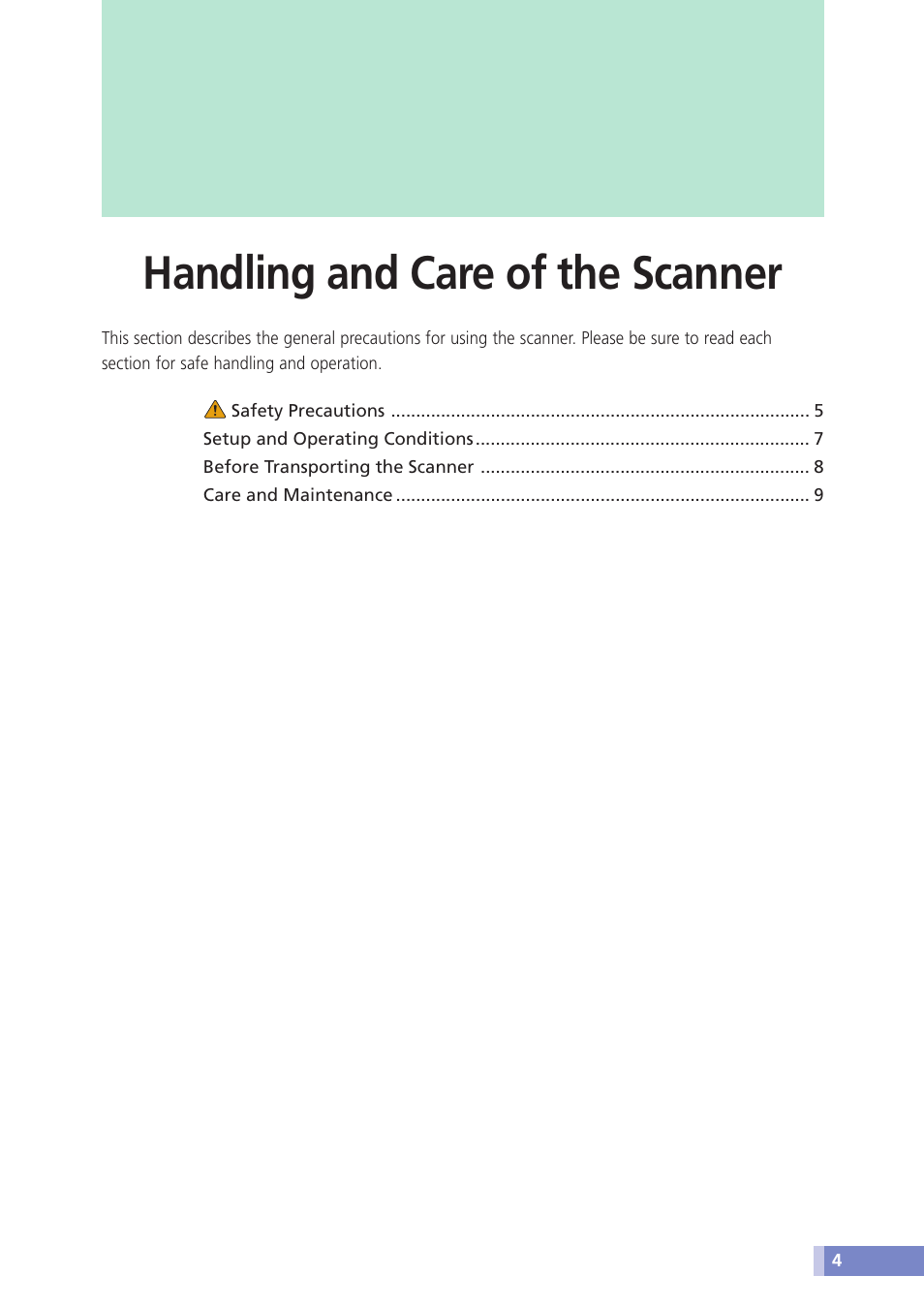 Handling and care of the scanner | Canon CANOSCAN N676U User Manual | Page 4 / 19