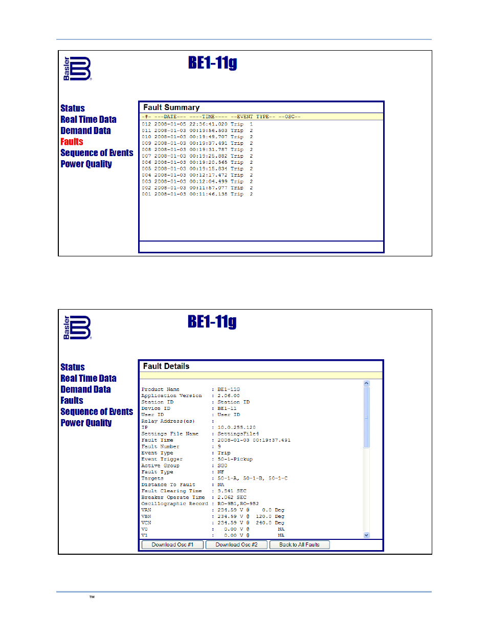 Fault details | Basler Electric BE1-11g User Manual | Page 256 / 672