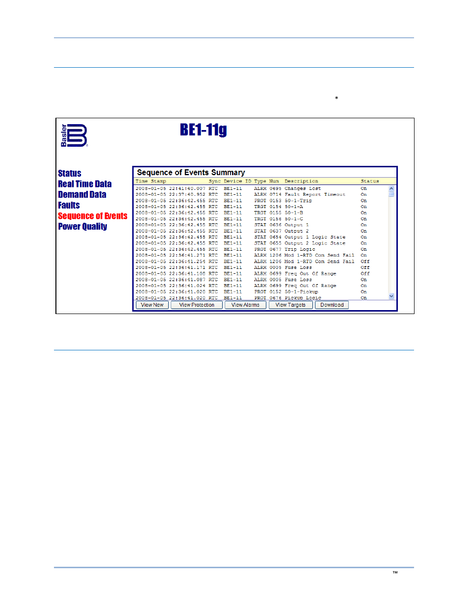 Sequence of events, Power quality | Basler Electric BE1-11g User Manual | Page 257 / 672