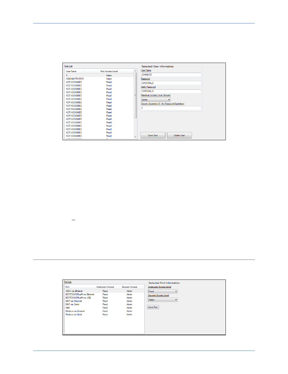Port access setup | Basler Electric BE1-11g User Manual | Page 340 / 672