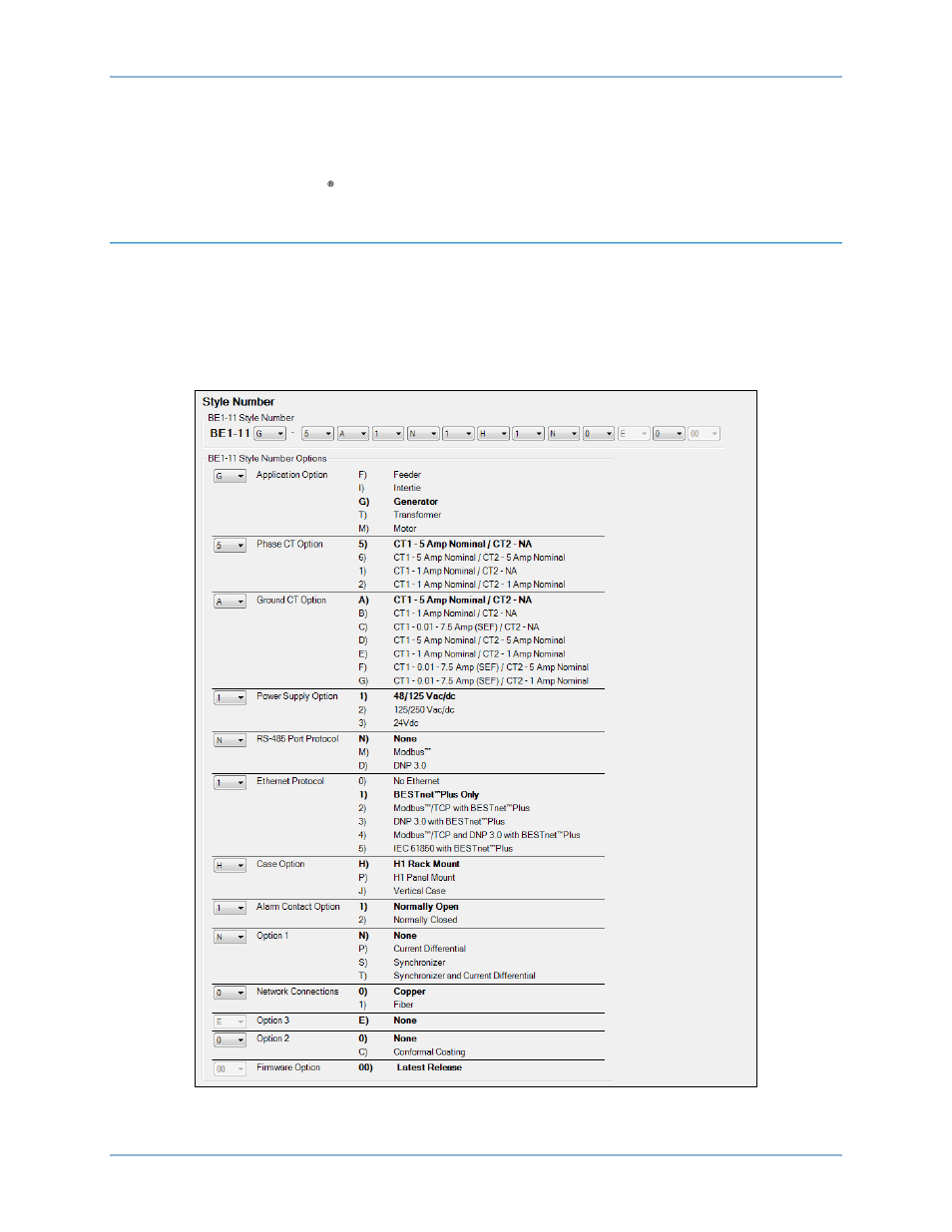 Device information, Style number | Basler Electric BE1-11g User Manual | Page 351 / 672