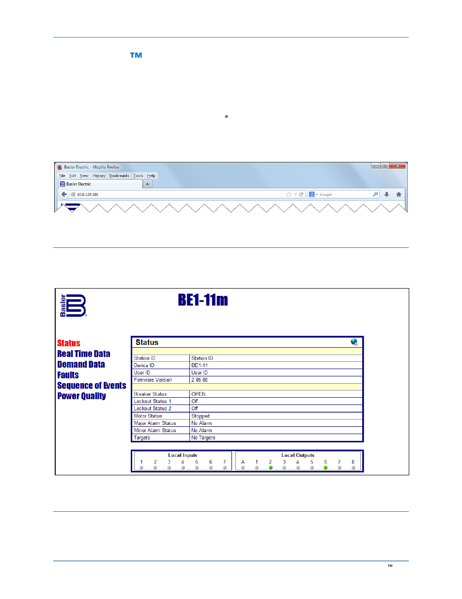 Bestnet™plus, Real time data, Bestnet | Plus, Bestnet ™ plus, Status page | Basler Electric BE1-11m User Manual | Page 207 / 604