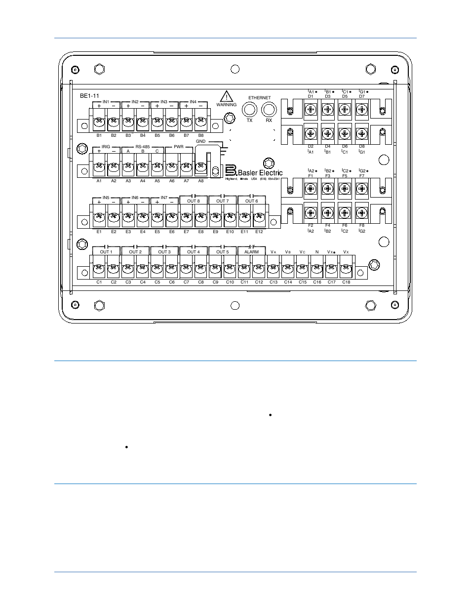 Terminal blocks, Ct polarity, Terminals and connectors be1-11 m | Basler Electric BE1-11m User Manual | Page 226 / 604