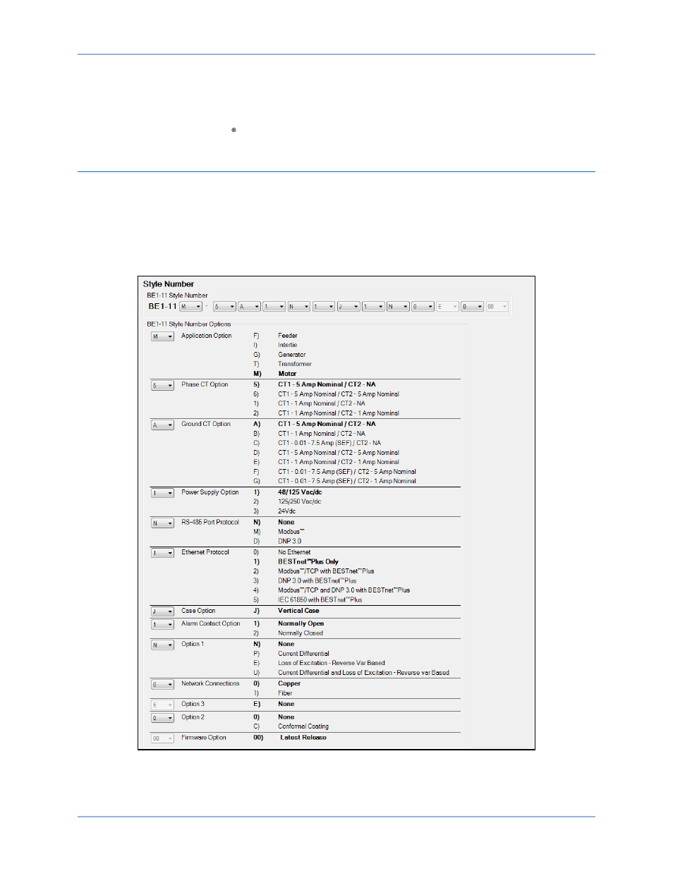 Device information, Style number | Basler Electric BE1-11m User Manual | Page 289 / 604