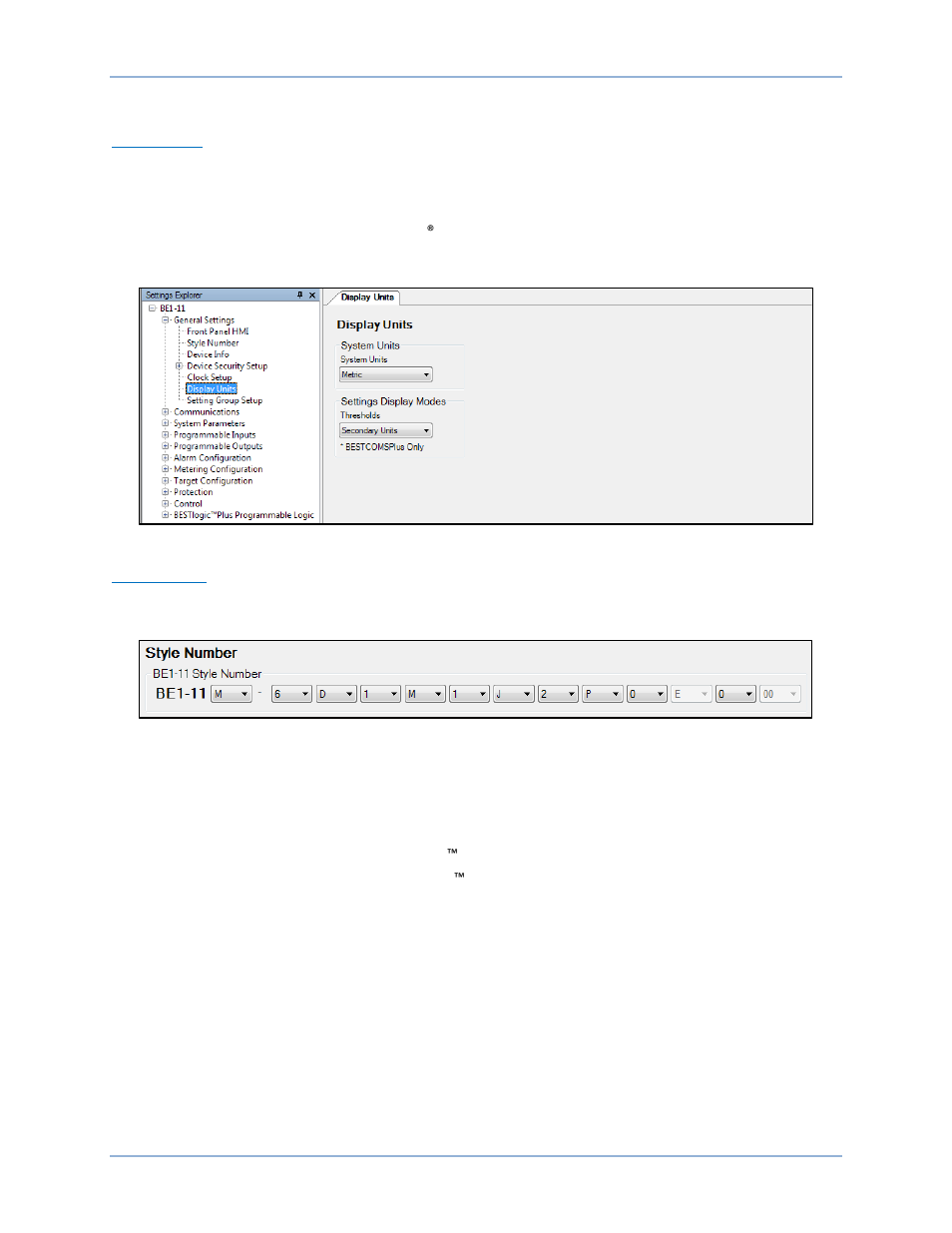General settings | Basler Electric BE1-11m User Manual | Page 530 / 604