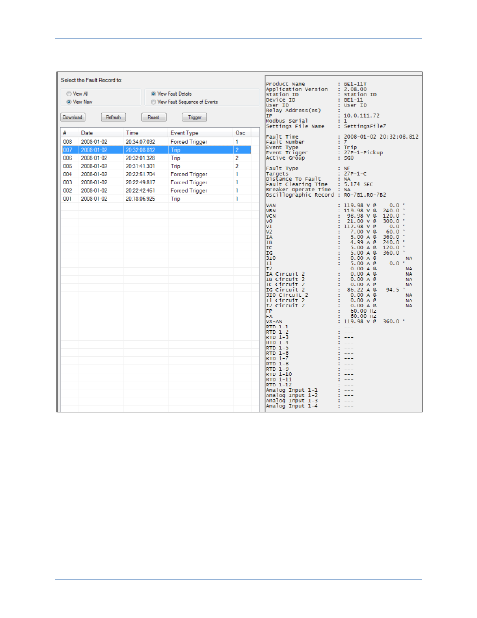 Viewing fault data through the front-panel display, Fault summary report items, Figure 111 | Basler Electric BE1-11t User Manual | Page 161 / 554