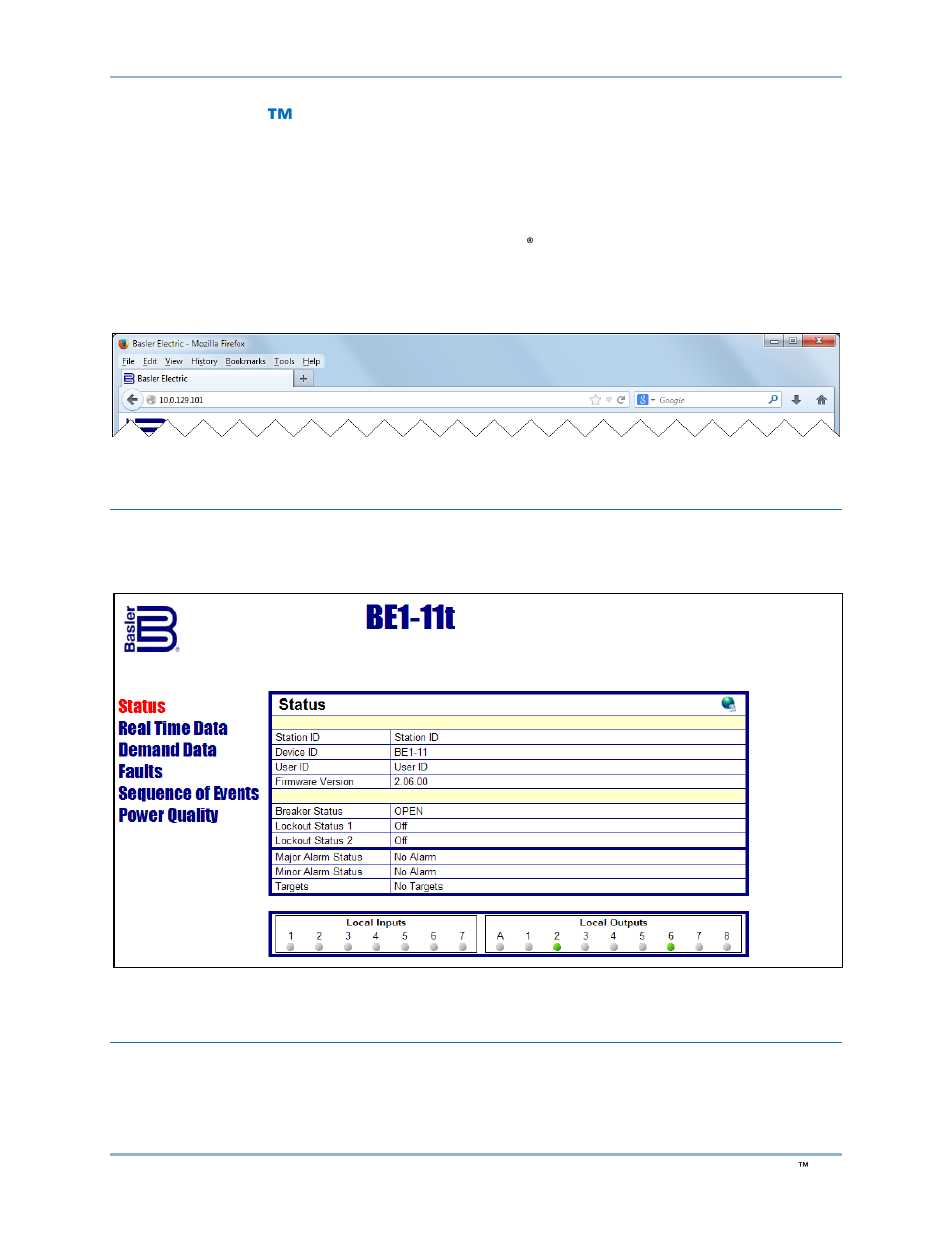 Bestnet™plus, Real time data, Bestnet | Plus, Bestnetplus, Bestnet ™ plus, Status page | Basler Electric BE1-11t User Manual | Page 207 / 554