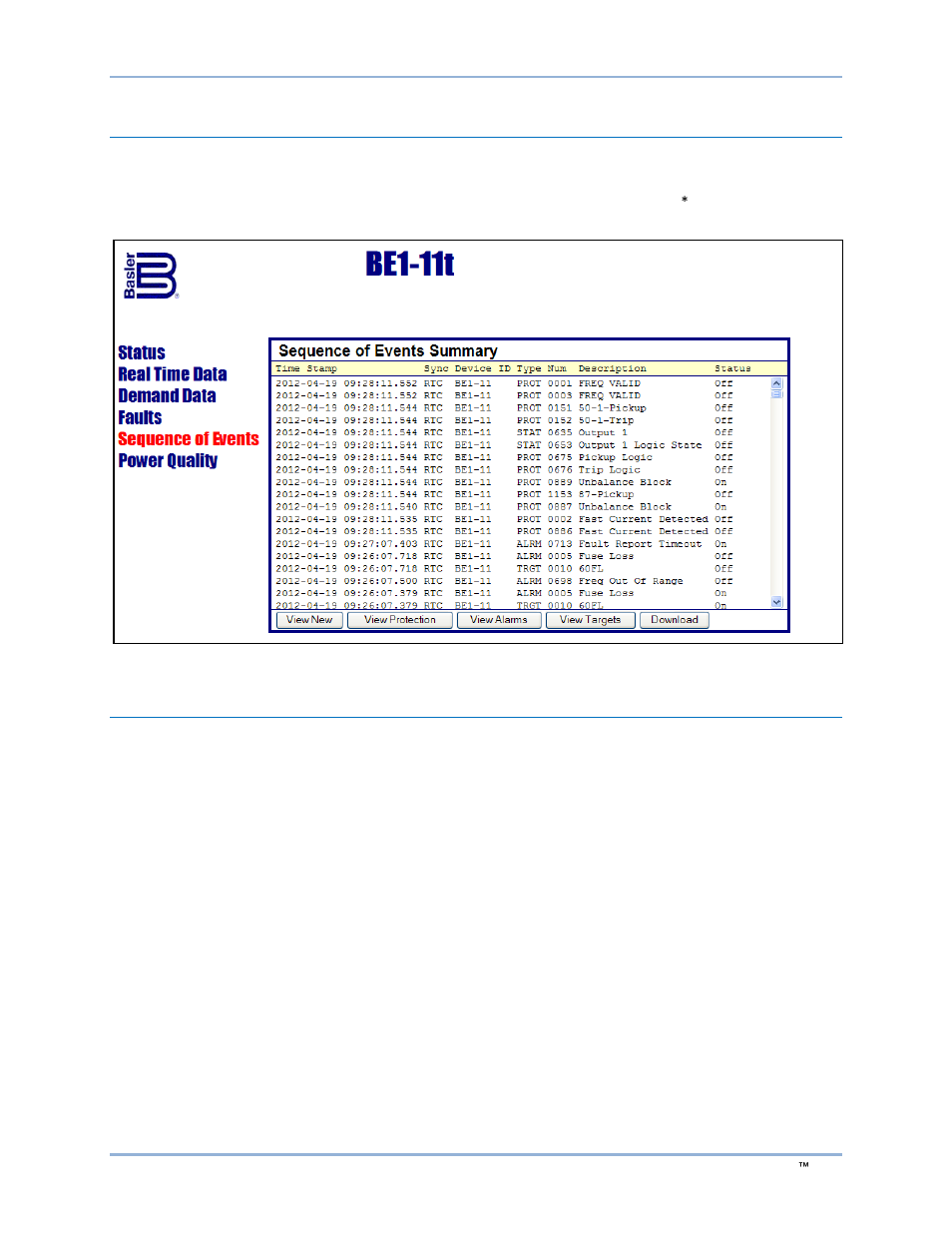 Sequence of events, Power quality | Basler Electric BE1-11t User Manual | Page 211 / 554