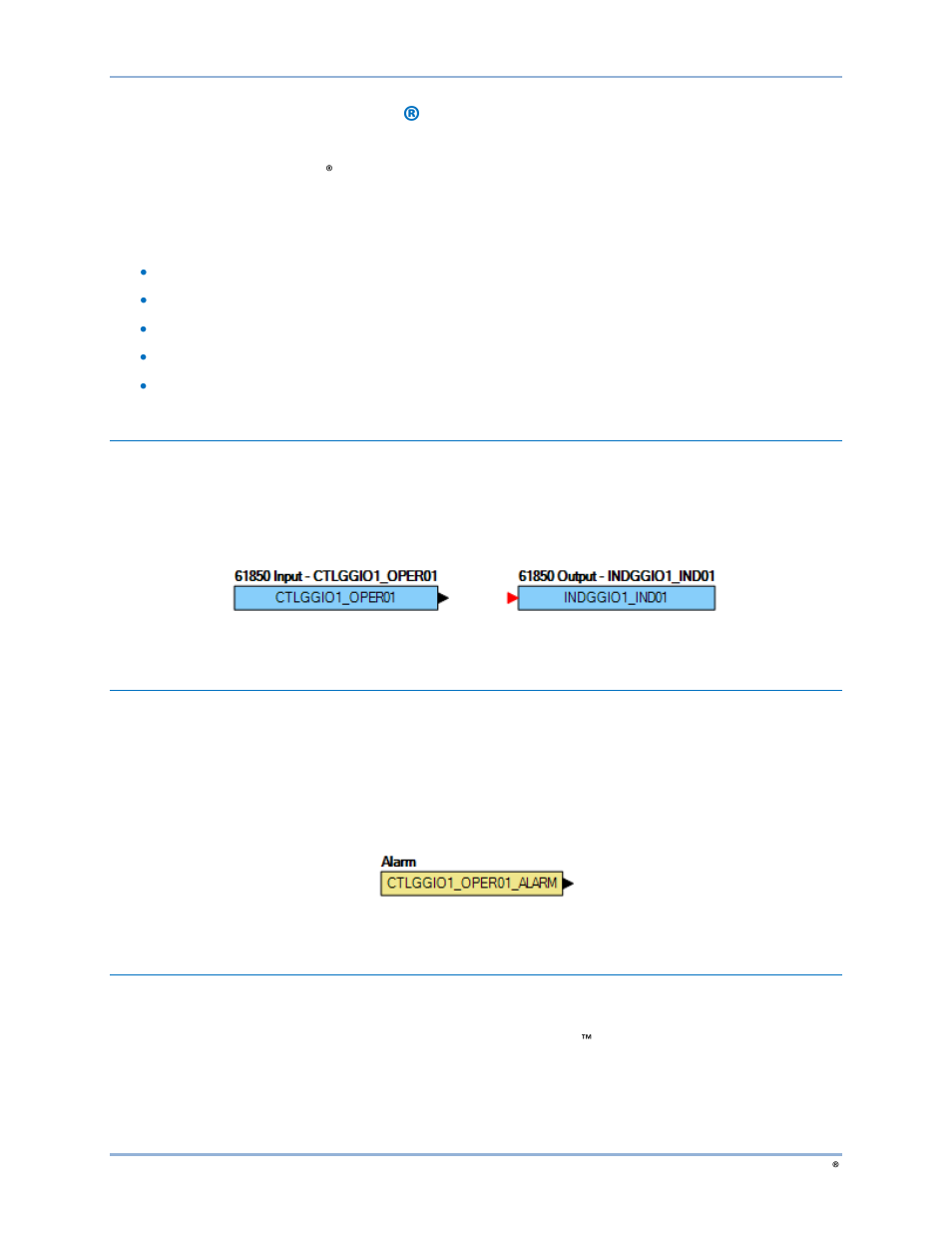 Bestcomsplus, Ctlggio oper output and indggio oper input, Ctlggio oper alarm | Iec61850ptrc logic block, Bestcoms plus | Basler Electric BE1-11 IEC 61850 Protocol User Manual | Page 23 / 100