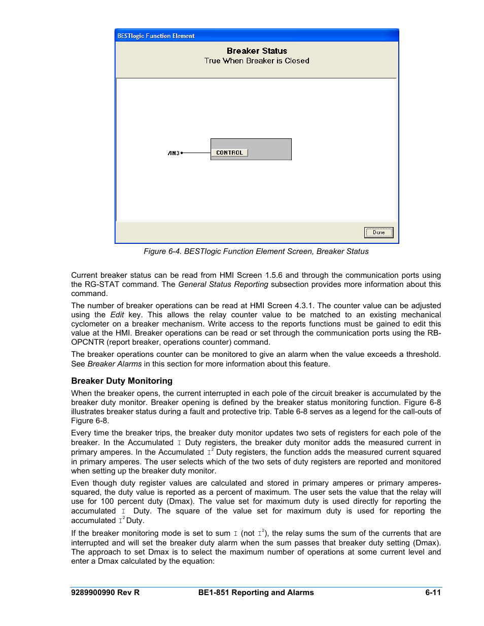Breaker duty monitoring, Breaker duty monitoring -11 | Basler Electric BE1-851 User Manual | Page 113 / 364
