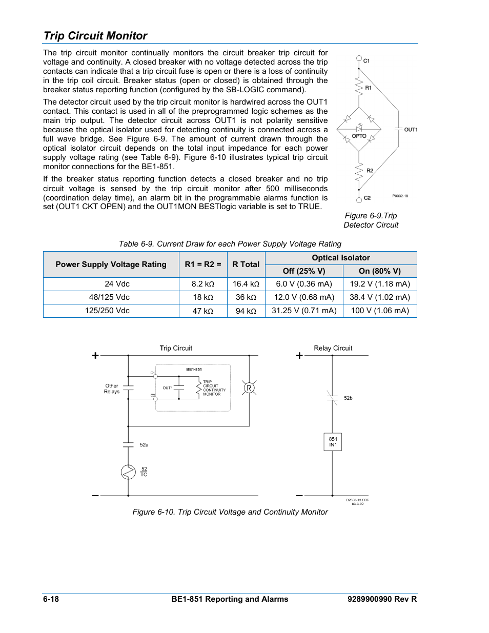 Trip circuit monitor, Trip circuit monitor -18 | Basler Electric BE1-851 User Manual | Page 120 / 364
