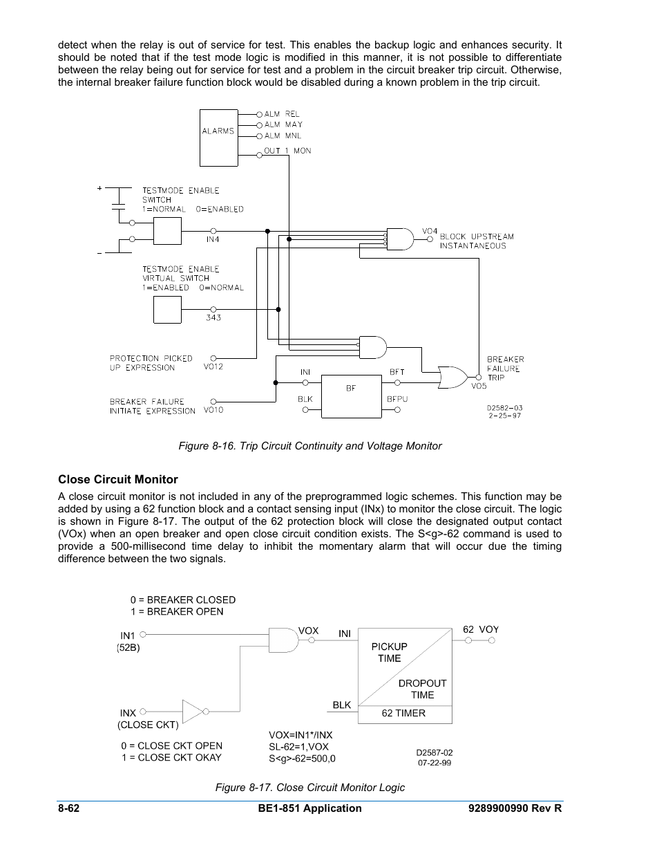 Close circuit monitor, Close circuit monitor -62, Figure 8-17. close circuit monitor logic -62 | Basler Electric BE1-851 User Manual | Page 218 / 364