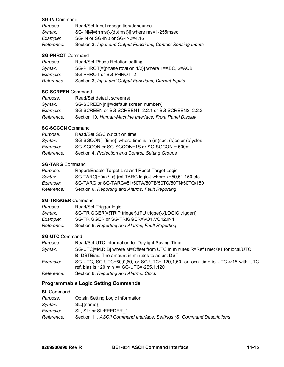 Programmable logic setting commands, Programmable logic setting commands -15 | Basler Electric BE1-851 User Manual | Page 257 / 364