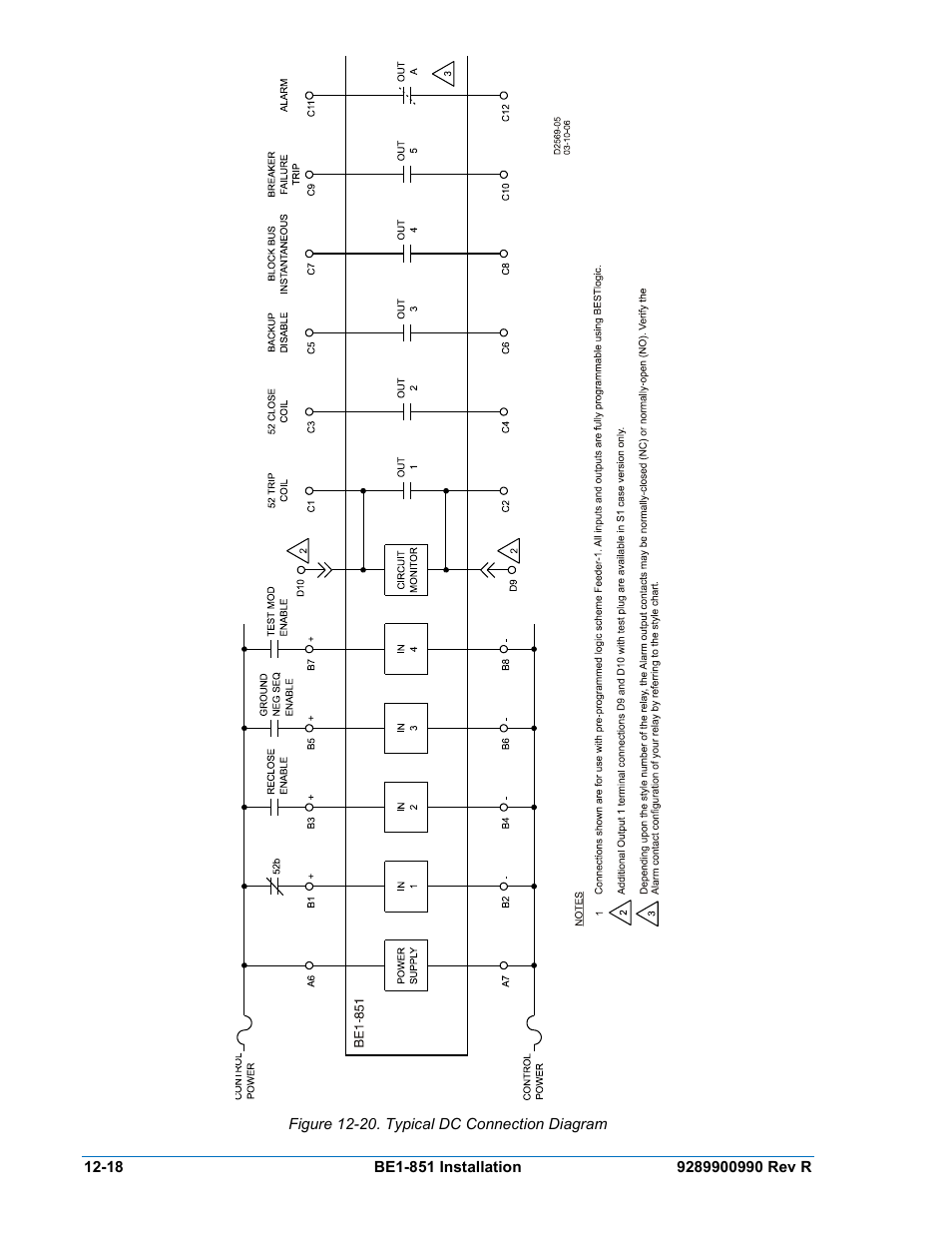Figure 12-20. typical dc connection diagram -18 | Basler Electric BE1-851 User Manual | Page 280 / 364