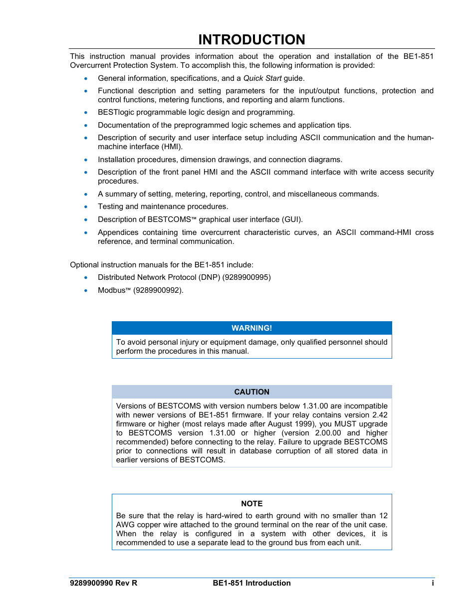 Introduction | Basler Electric BE1-851 User Manual | Page 3 / 364