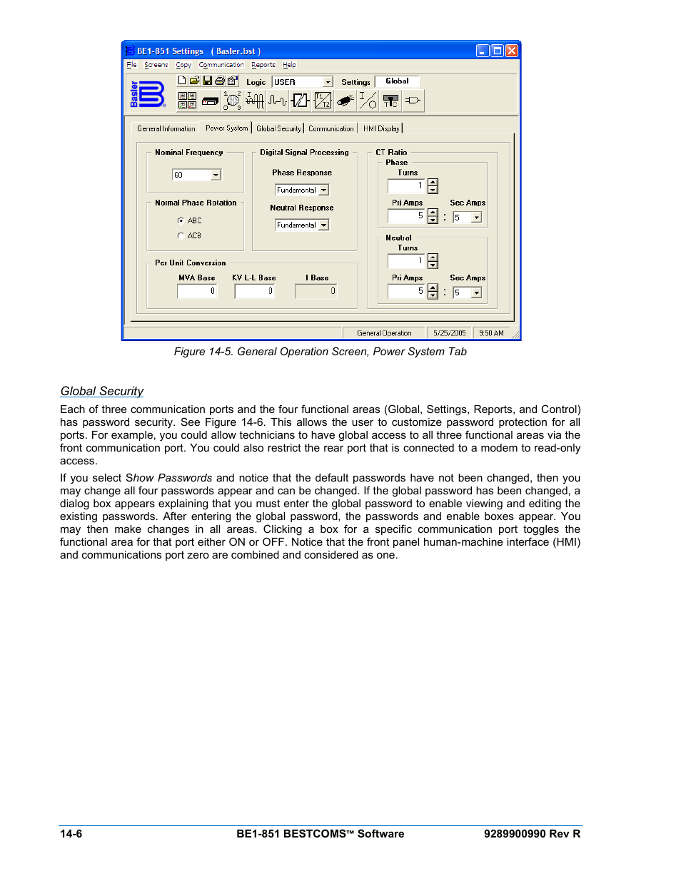 Global security | Basler Electric BE1-851 User Manual | Page 310 / 364