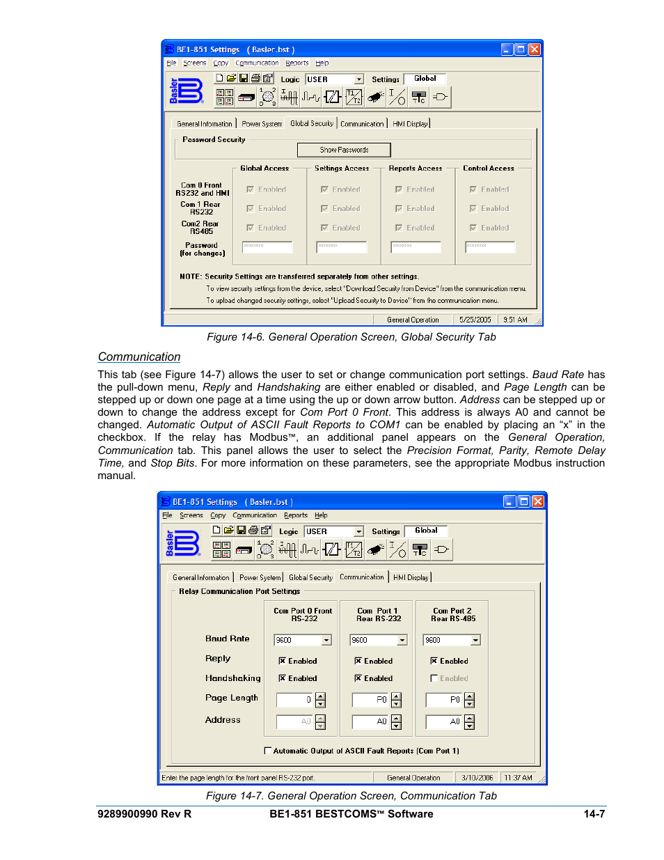 Communication | Basler Electric BE1-851 User Manual | Page 311 / 364