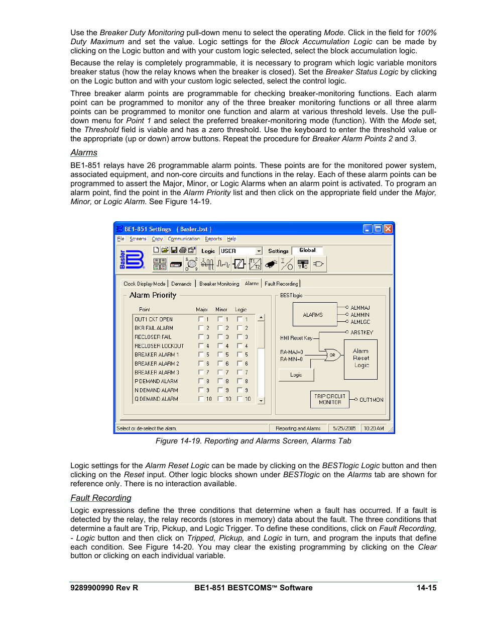 Alarms, Fault recording | Basler Electric BE1-851 User Manual | Page 319 / 364