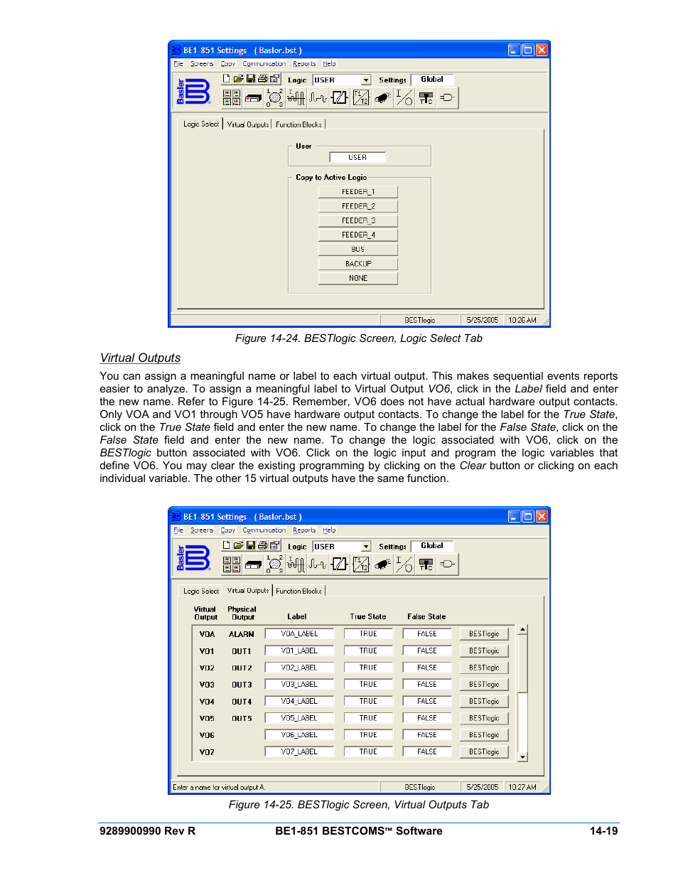 Virtual outputs | Basler Electric BE1-851 User Manual | Page 323 / 364