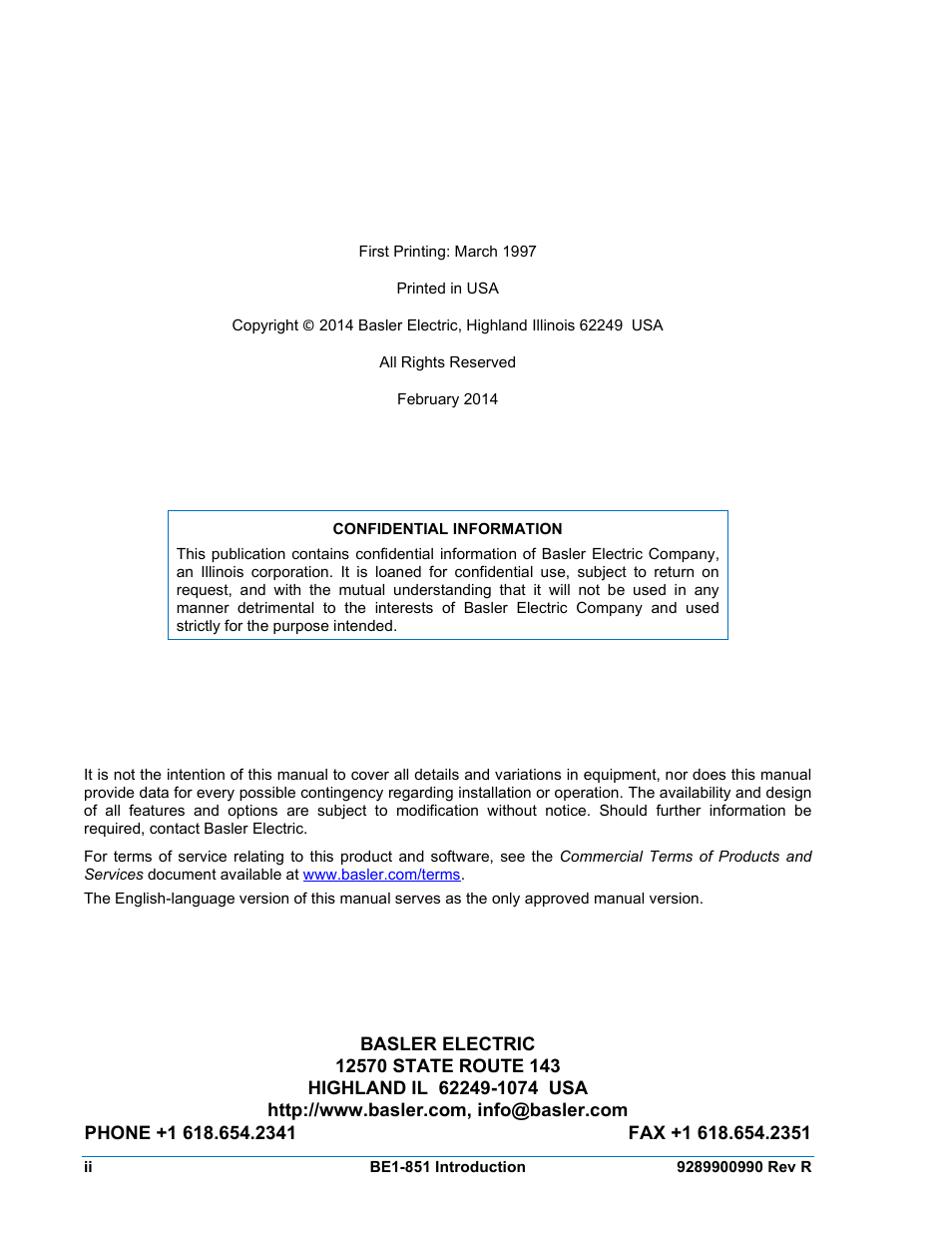 Basler Electric BE1-851 User Manual | Page 4 / 364