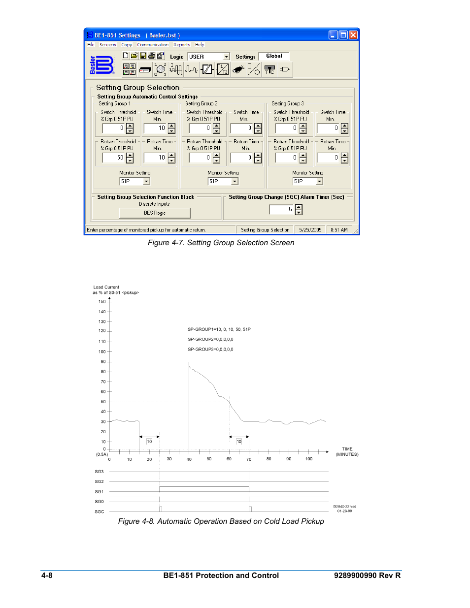 Figure 4-7. setting group selection screen -8 | Basler Electric BE1-851 User Manual | Page 64 / 364