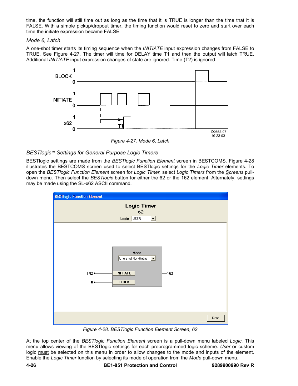 Mode 6, latch, Mode 6, latch -26, Figure 4-27. mode 6, latch -26 | Basler Electric BE1-851 User Manual | Page 82 / 364