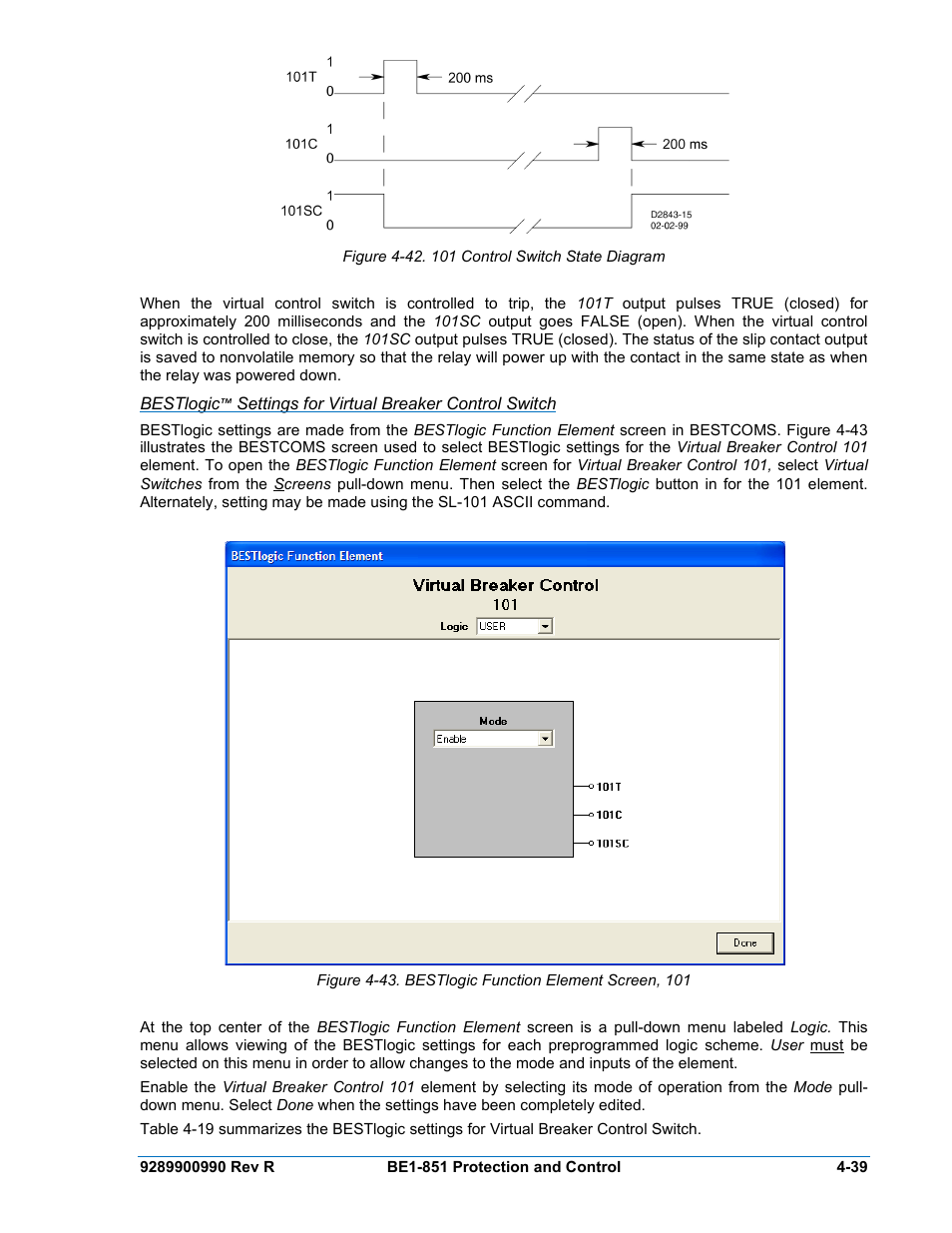 Figure 4-42. 101 control switch state diagram -39 | Basler Electric BE1-851 User Manual | Page 95 / 364