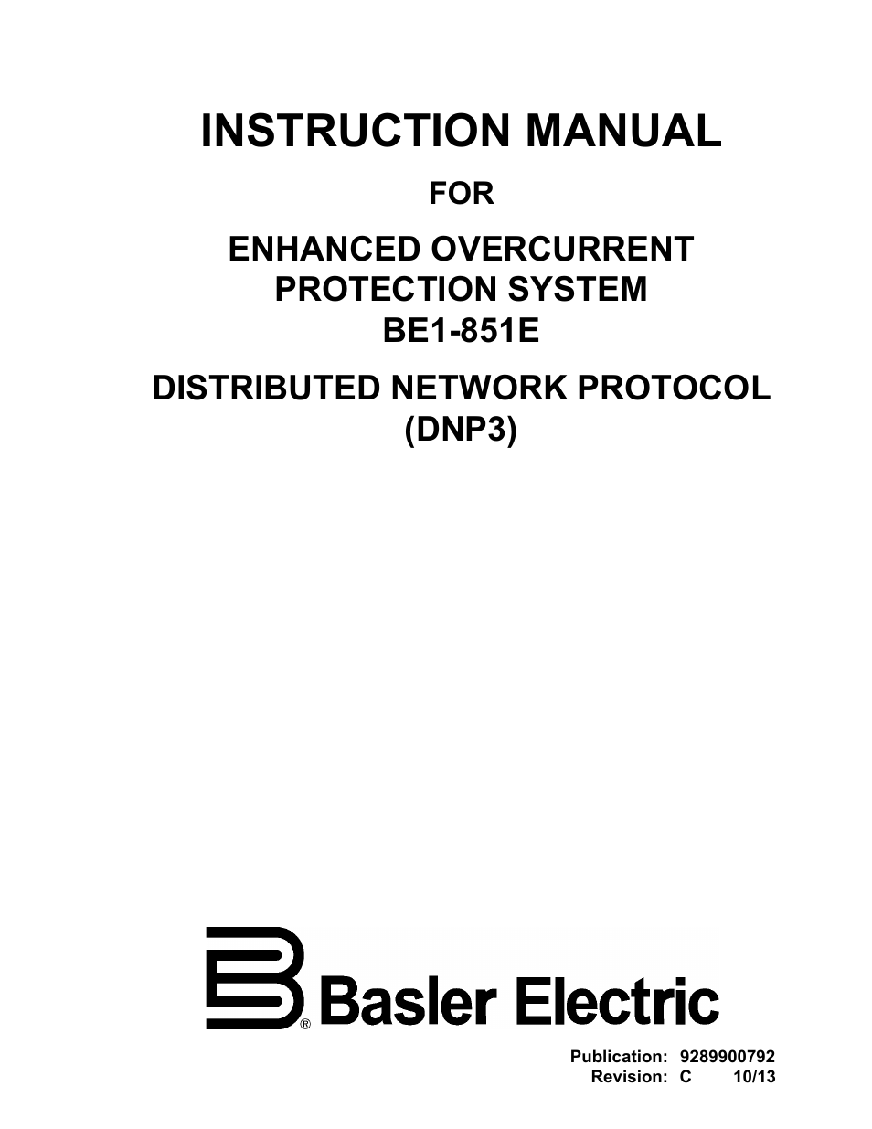 Basler Electric BE1-851E DNP3 Protocol User Manual | 40 pages
