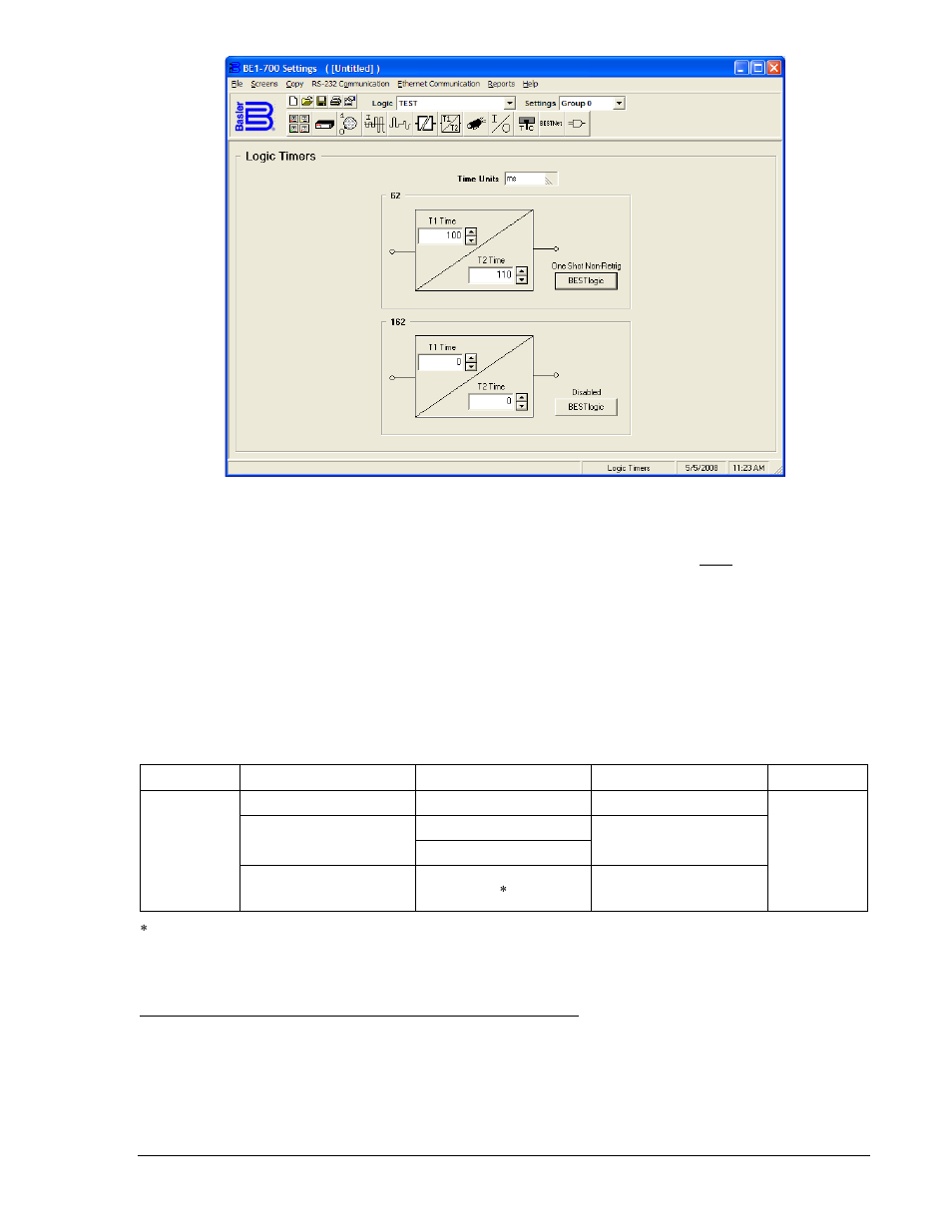 Figure 4-45. logic timers screen -47 | Basler Electric BE1-700 User Manual | Page 103 / 460